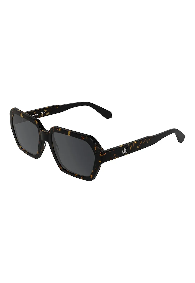 Ochelari de soare dreptunghiulari cu model unisex, Negru/Portocaliu