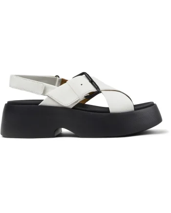 Sandale de piele Tasha, Alb/Alb murdar