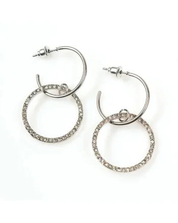 Cercei cerc  cu pietre argintii, 2.5x4cm, din aliaj zinc