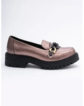 Pantofi loafer din piele, Negru/Roz prafuit