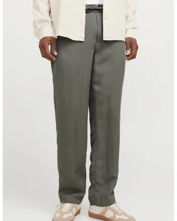 Pantaloni drepti cu model uni, Verde pal