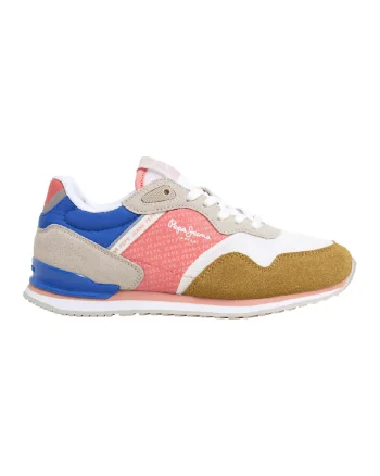 Pantofi sport colorblock, Alb/Maro camel/Roz