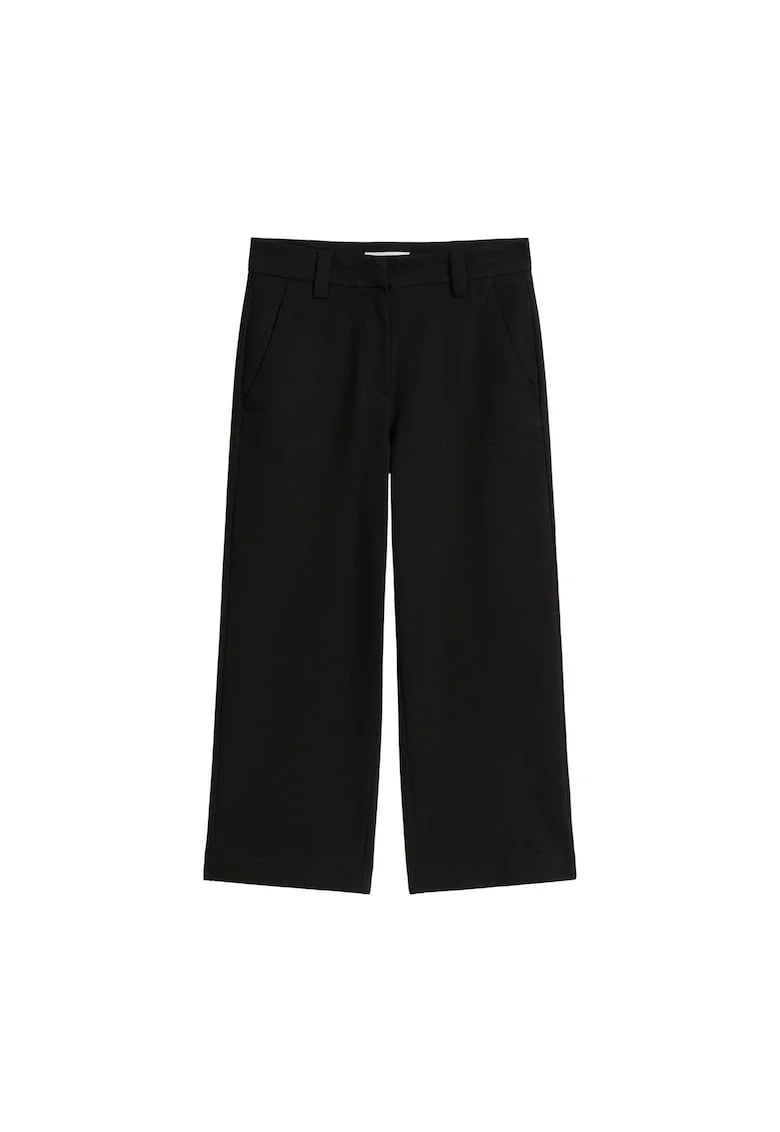 Pantaloni ampli cu talie medie, Negru