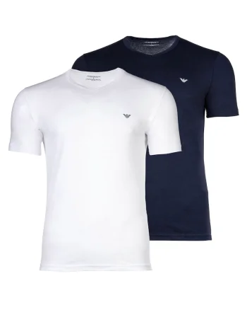 Set de tricouri regular fit cu decolteu in V, Alb/Negru