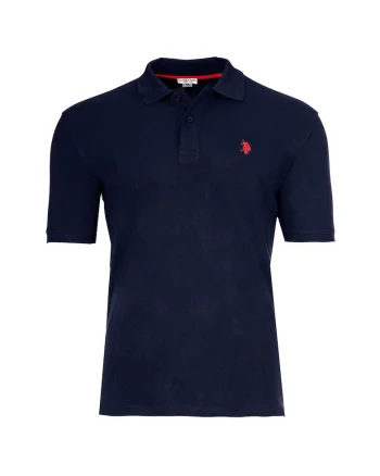 Tricou polo cu broderie logo, Albastru inchis