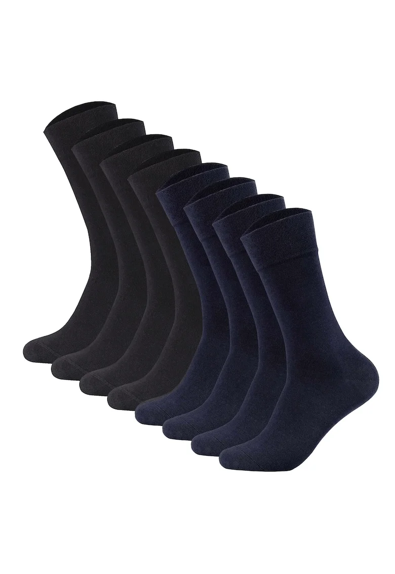 Set de sosete lungi unisex din amestec de bumbac - 8 perechi, Negru/Multicolor