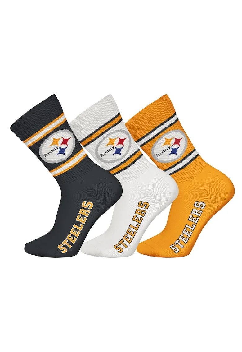 Set de sosete lungi unisex NFL - 3 perechi, Alb/Negru/Maro deschis