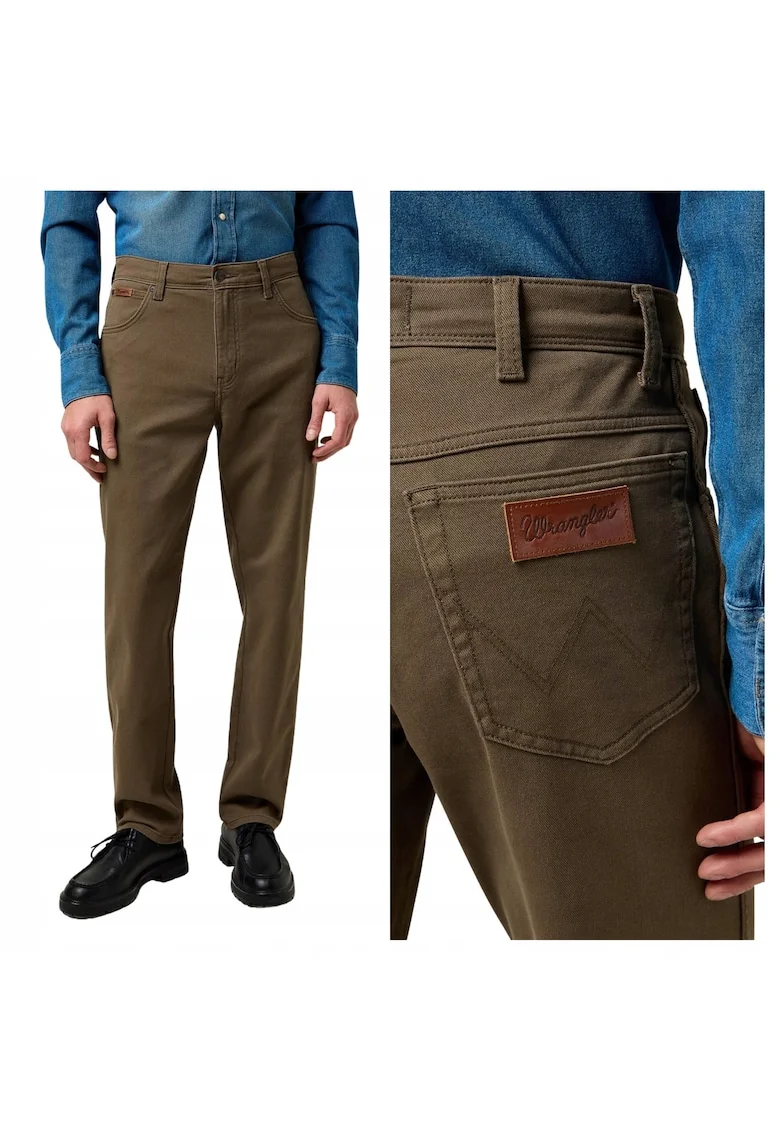 Blugi Barbati,  Texas, Straight Fit, 5 Buzunare, Talie Medie, Fermoar, Bumbac, Bej, Maro cenusiu