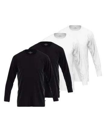 Set de bluze cu model uni - 4 piese, Alb/Negru