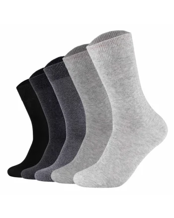 Set de sosete lungi unisex cu model uni - 5 perechi, Negru/Gri