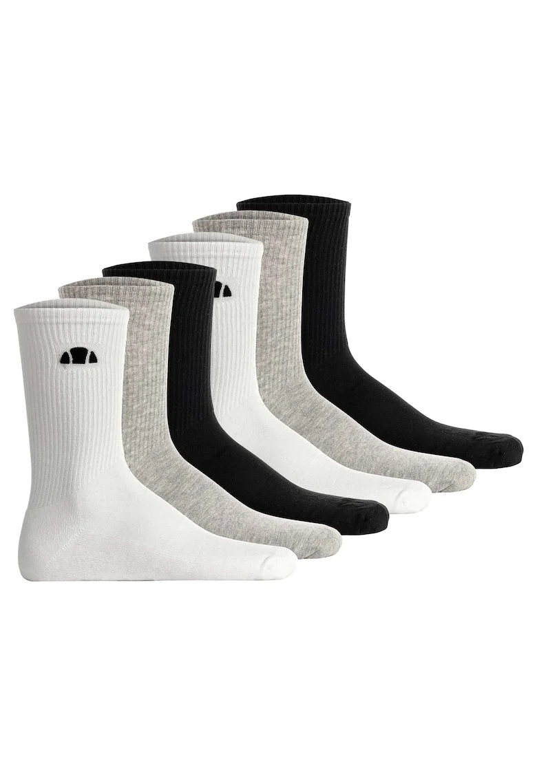 Set de sosete scurte unisex - 6 perechi, Alb/Negru/Gri