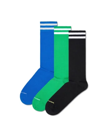 Set de sosete lungi unisex cu model in dungi - 3 perechi, Verde/Negru/Albastru
