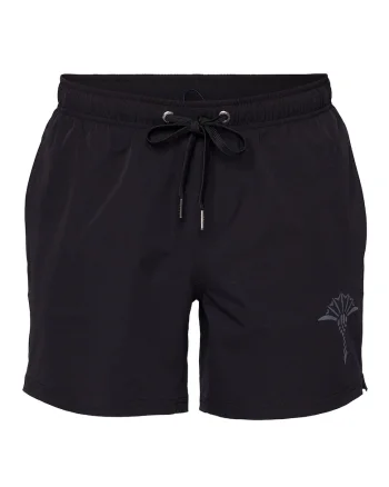 Pantaloni scurti de baie cu snur de ajustare si buzunare, Negru