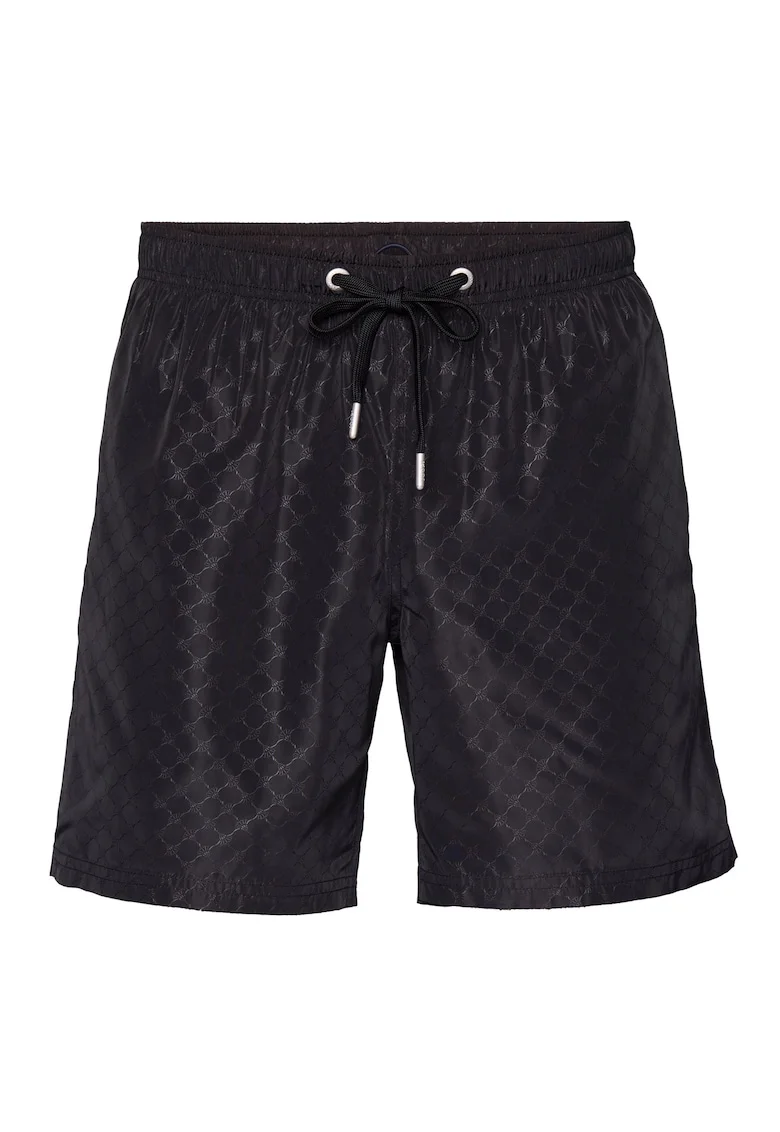 Pantaloni scurti de baie cu snur de ajustare si buzunare, Negru