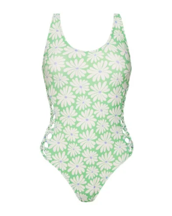 Costum de baie dama, Alb/Verde