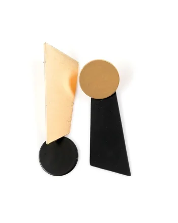 Cercei  bicolori geometrice aurii și negri 2x6cm