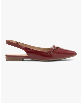 Balerini slingback din piele, Visiniu