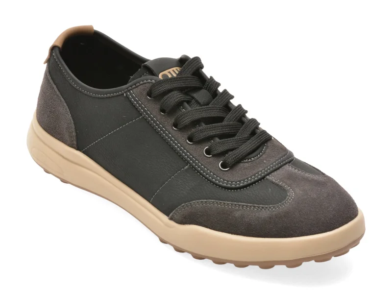 Pantofi sport OTTER negri, T25239, din piele naturala