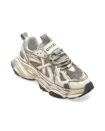 Pantofi sport GRYXX gri, Y507, din material textil si piele naturala