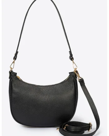 Geanta shopper de piele cu barete detasabile, Negru