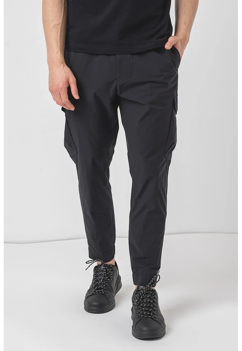 Pantaloni cargo cu croiala conica Urbanex, Negru