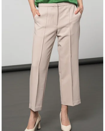 Pantaloni tigareta crop, Alb fildes