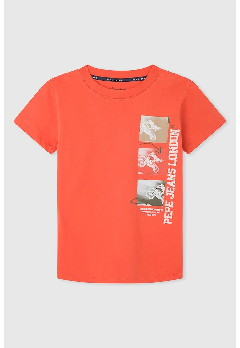 Tricou cu decolteu la baza gatului si imprimeu