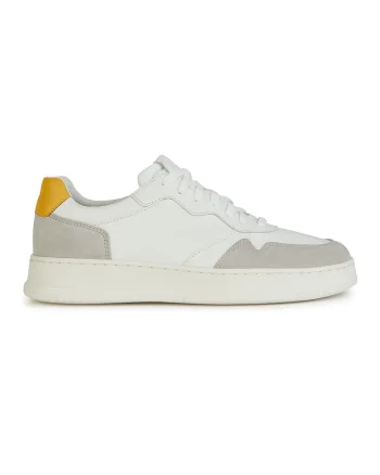 Pantofi sport cu model solorblock si garnituri de piele, Alb/Gri