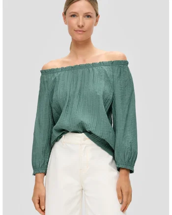 Bluza lejera cu decolteu pe umeri, Verde feriga
