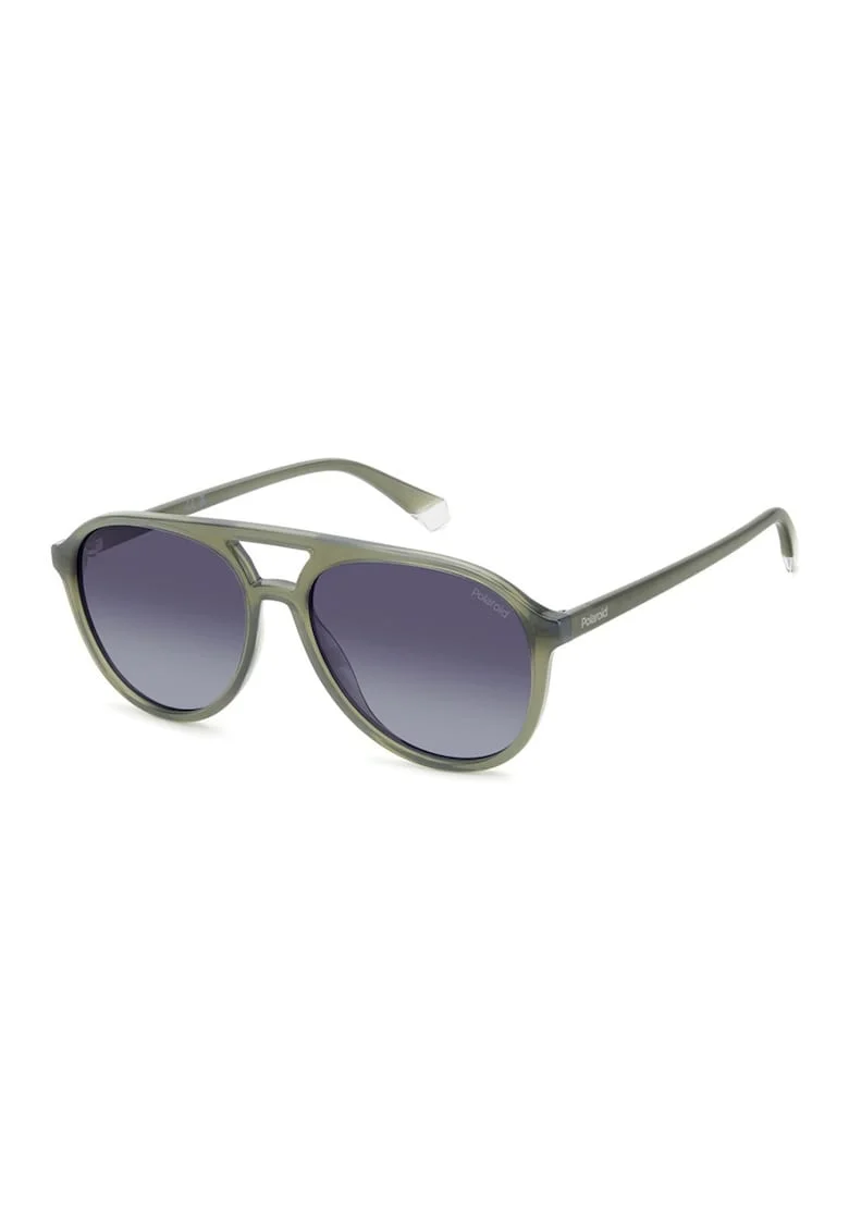 Ochelari de soare aviator unisex cu lentile uni, Kaki/Violet prafuit