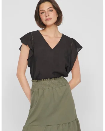 Bluza cu decolteu in V si maneci fluture