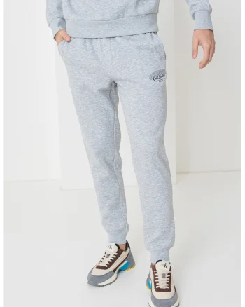 Pantaloni de trening cu talie medie, Gri deschis melange