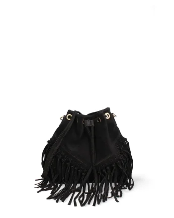 Geanta bucket din piele intoarsa Umbria Plus, Negru