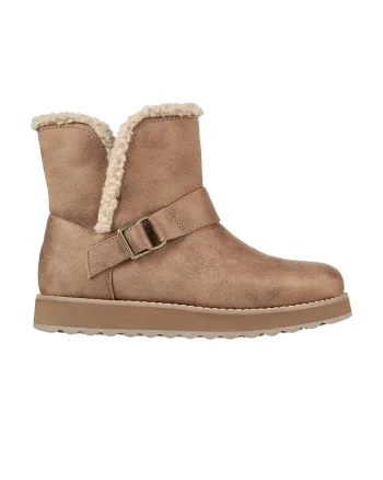Ghete fara inchidere cu captuseala din material teddy Keepsakes 2.0 Cabin Feels, Maro camel