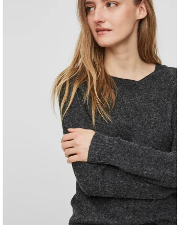 Pulover cu maneci raglan Doffy, Negru melange