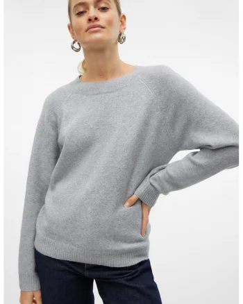 Pulover cu maneci raglan Doffy, Gri deschis melange