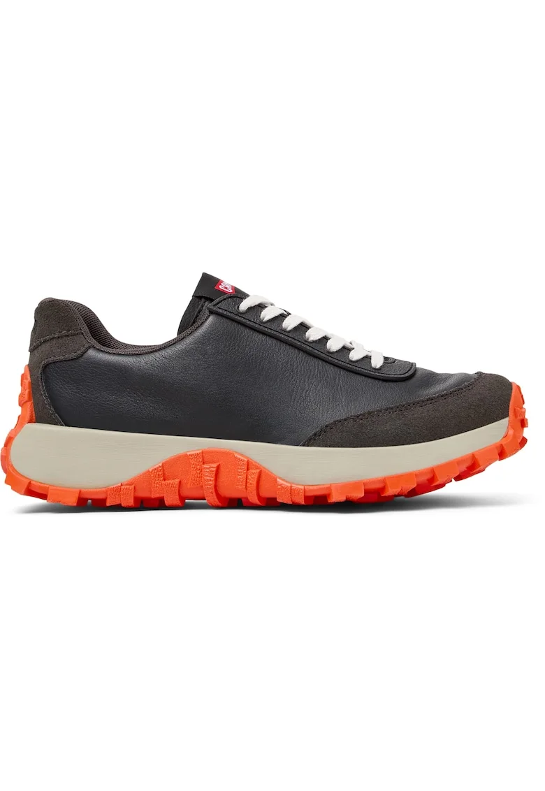 Pantofi sport cu insertii din piele intoarsa Drift Trail, Portocaliu/Negru stins