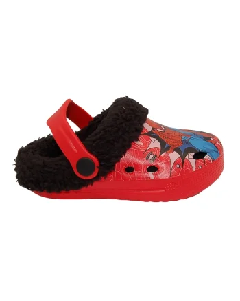Saboti slingback cu captuseala teddy Spider-Man, Negru/Rosu vermillion