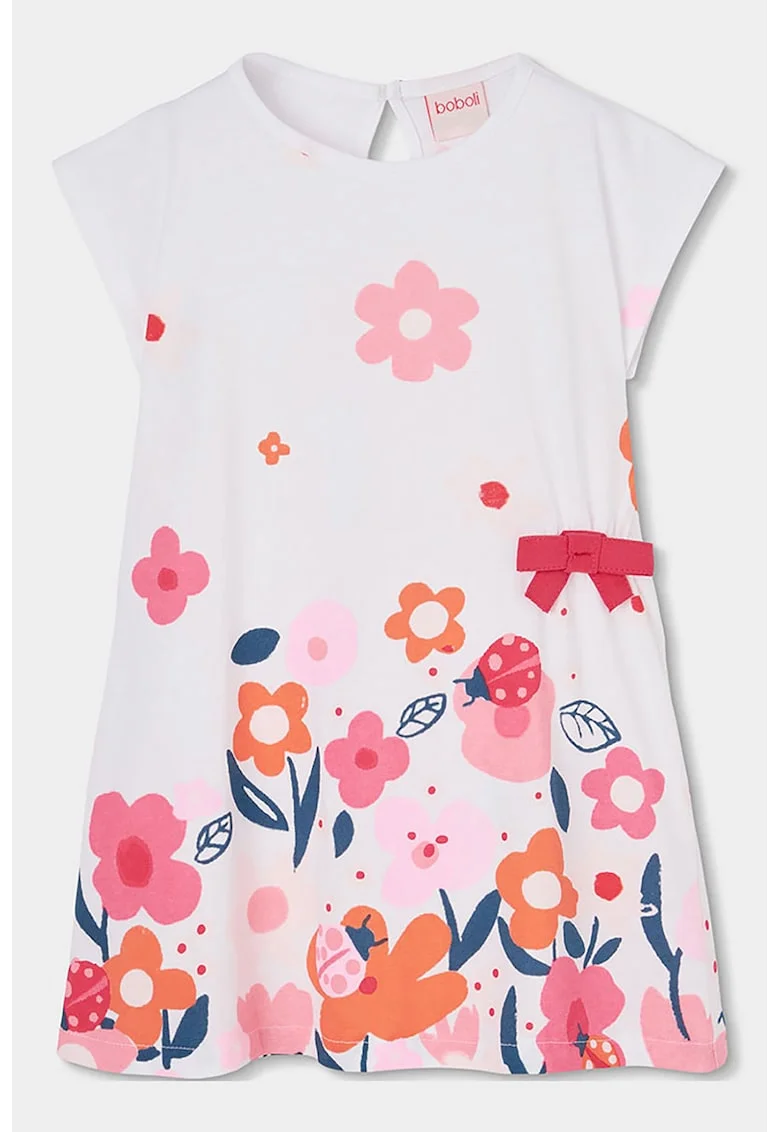 Rochie din bumbac cu imprimeu floral, Rosu/Alb/Portocaliu