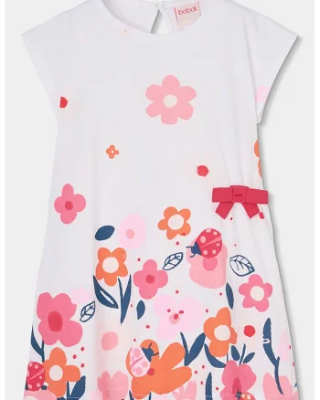 Rochie din bumbac cu imprimeu floral, Rosu/Alb/Portocaliu