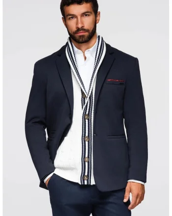 Sacou cu buzunare cu refilet, Bleumarin