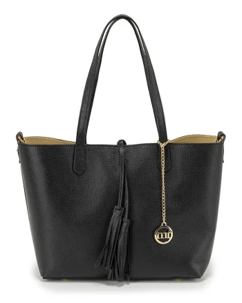 Geanta shopper de piele, Negru