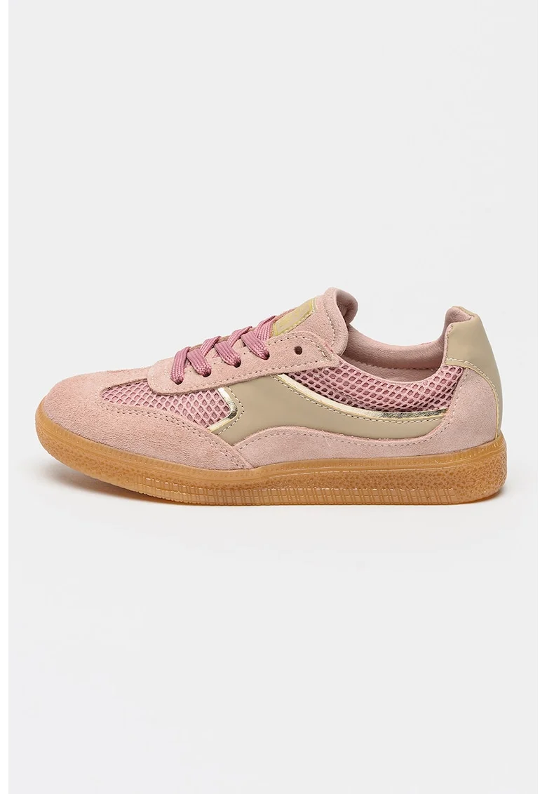 Pantofi sport Jesma cu garnituri de piele intoarsa, Roz prafuit