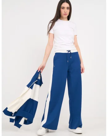 Pantaloni de trening cu croiala ampla si snururi de ajustare, Albastru inchis
