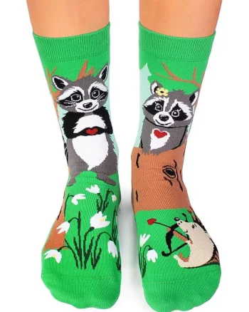 Sosete din bumbac organic Arty Socks Ratoni Indragostiti, Verde