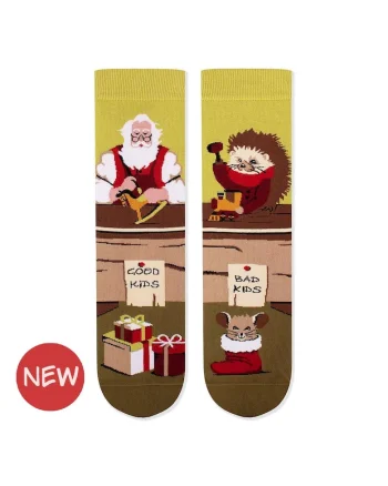 Sosete Arty Socks de Craciun din bumbac Mos Craciun Verde pal