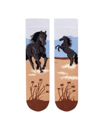 Sosete din bumbac Arty Socks cu Cai Bej