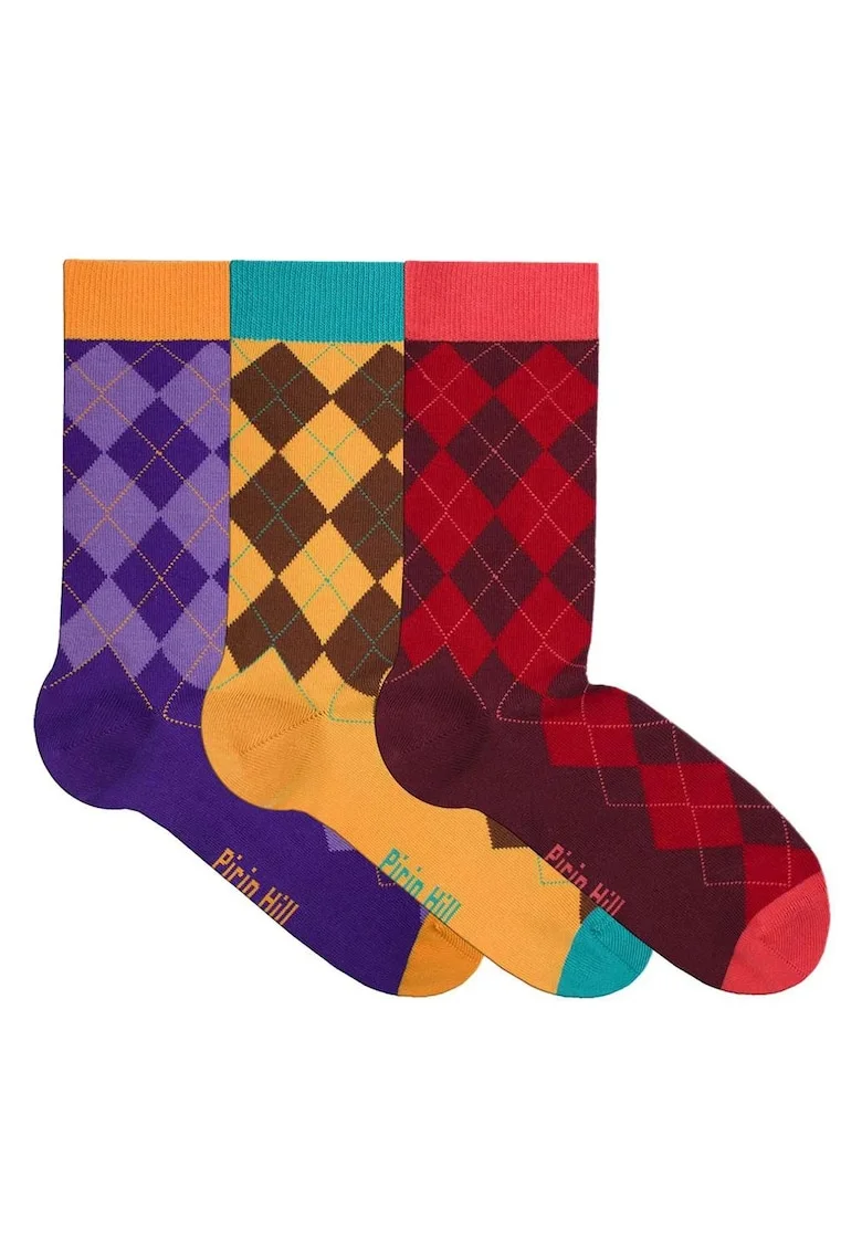 Cutie cu 3 perechi sosete colorate din bumbac forme geometrice
