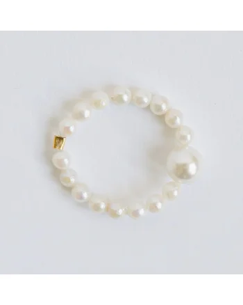 Inel handmade, realizat din scoica, inchidere argint925 placat cu aur