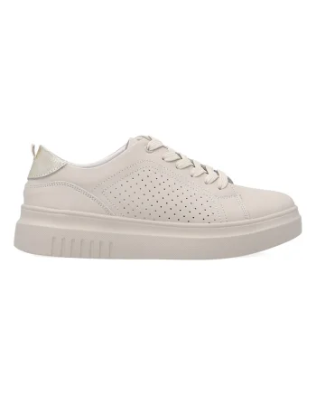 Pantofi sport din piele cu perforatii, Bej